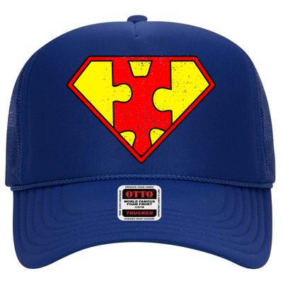 Vintage Super Autism High Crown Mesh Back Trucker Hat