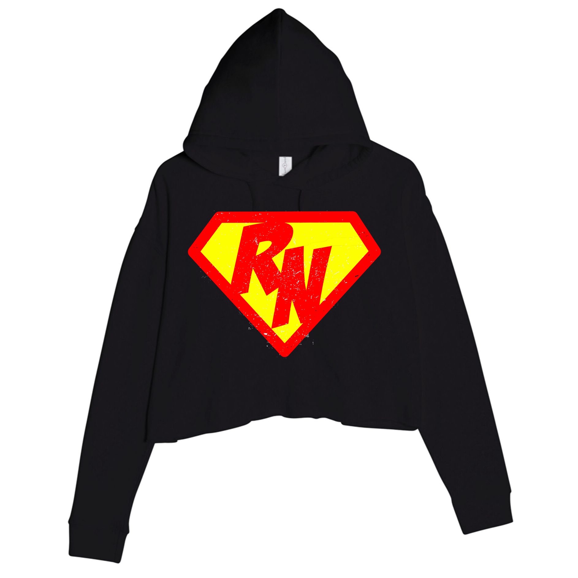 Vintage Super Nurse RN Distressed Crop Fleece Hoodie