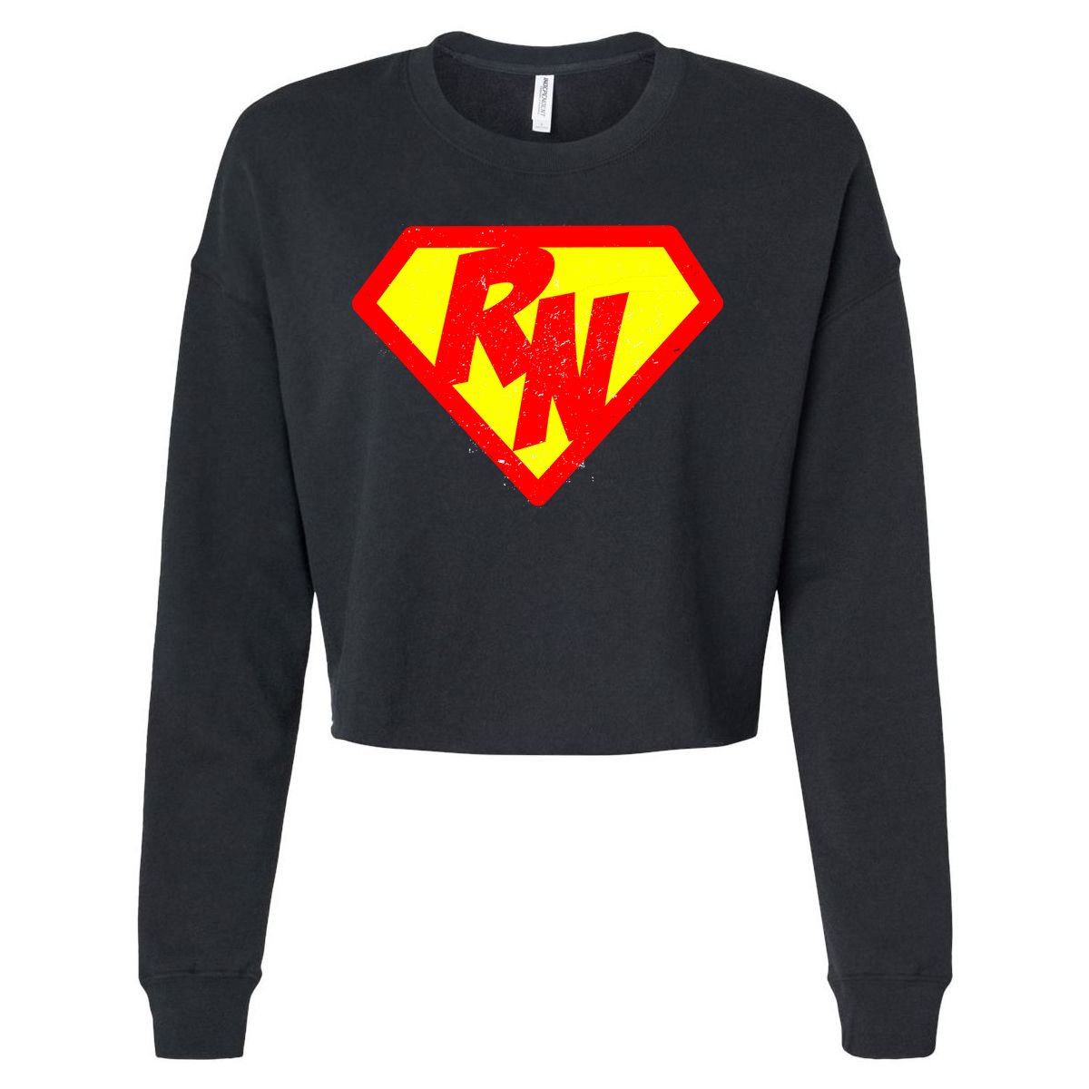 Vintage Super Nurse RN Distressed Cropped Pullover Crew