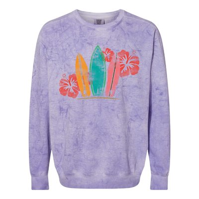 Vintage Surfing Emblem Colorblast Crewneck Sweatshirt