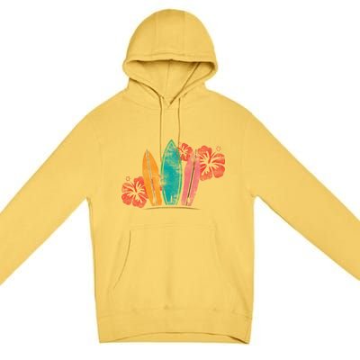 Vintage Surfing Emblem Premium Pullover Hoodie