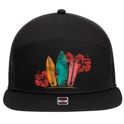 Vintage Surfing Emblem 7 Panel Mesh Trucker Snapback Hat