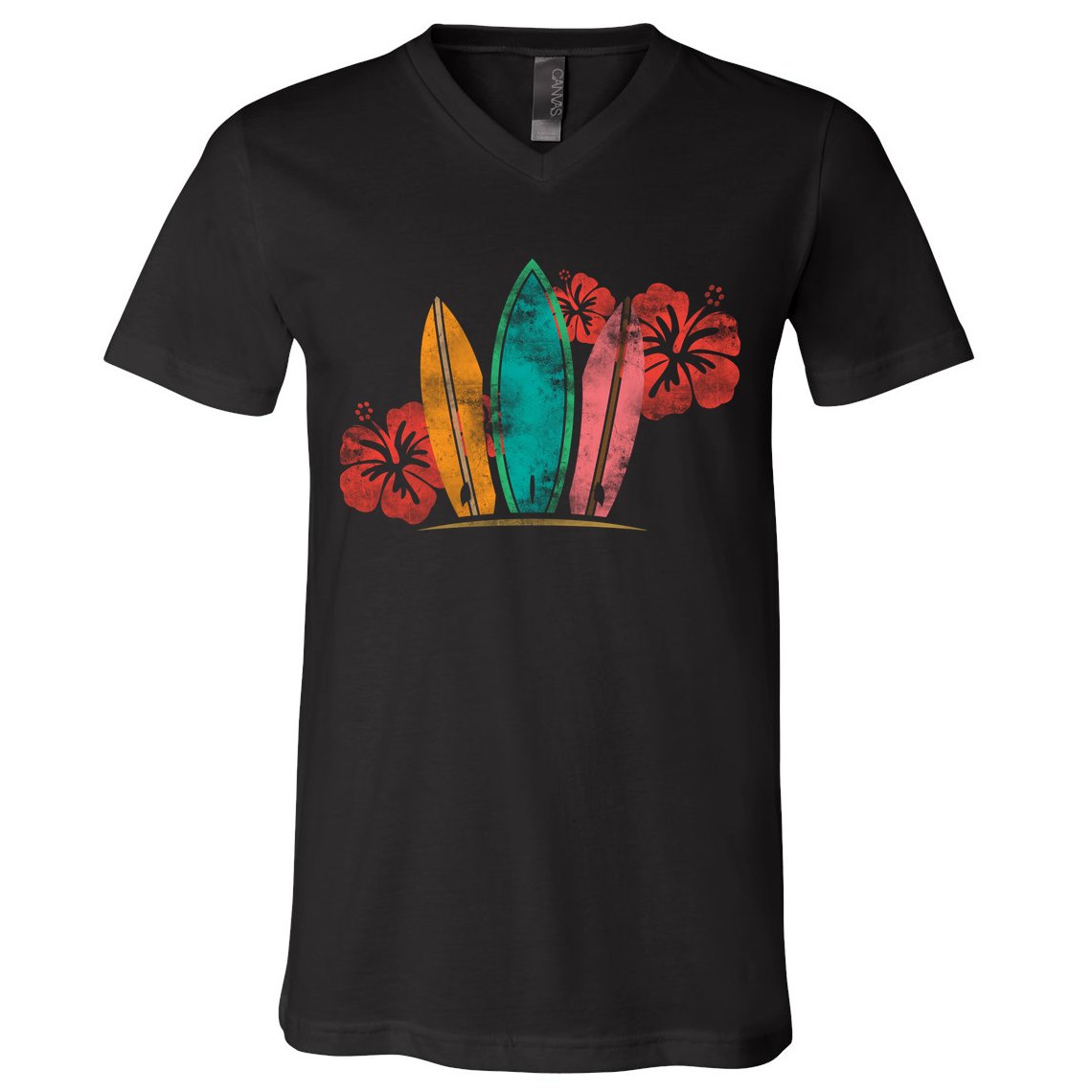 Vintage Surfing Emblem V-Neck T-Shirt
