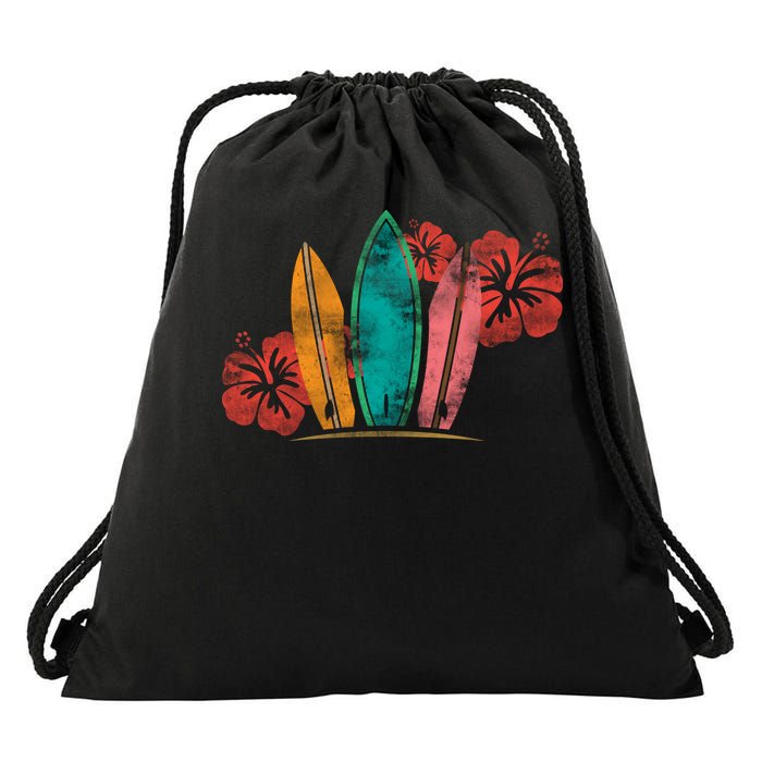 Vintage Surfing Emblem Drawstring Bag