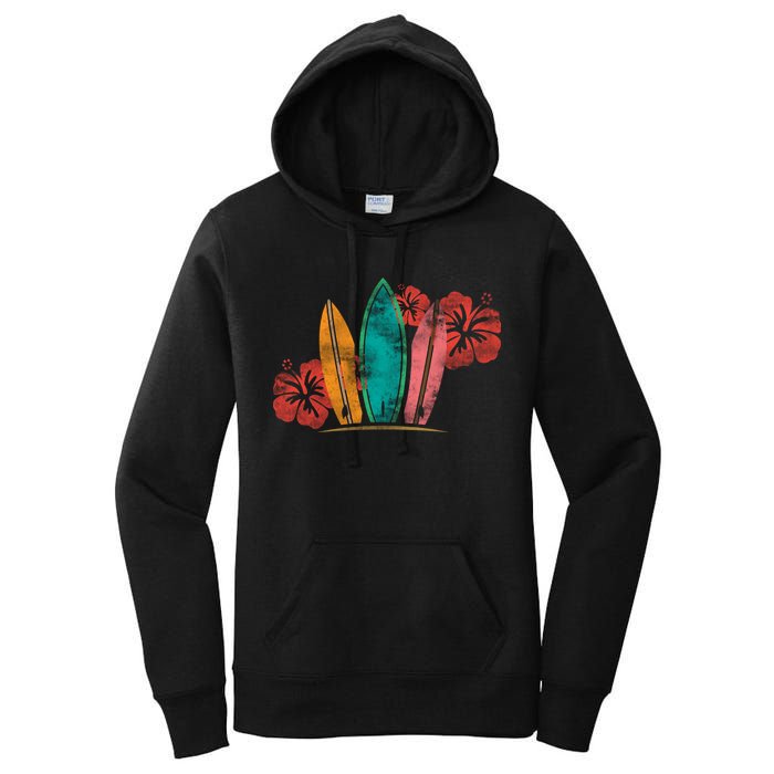 Vintage Surfing Emblem Women's Pullover Hoodie