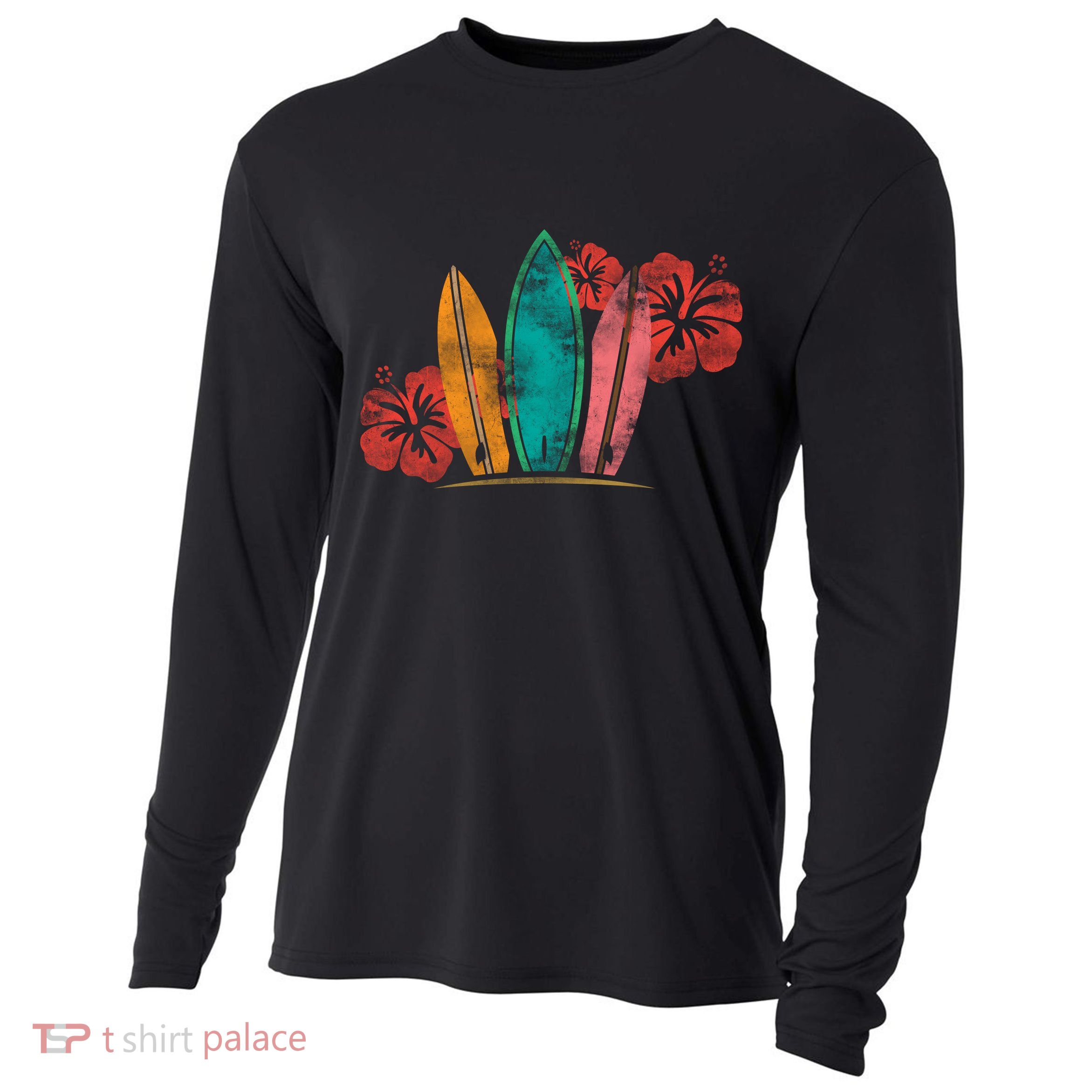 Vintage Surfing Emblem Cooling Performance Long Sleeve Crew