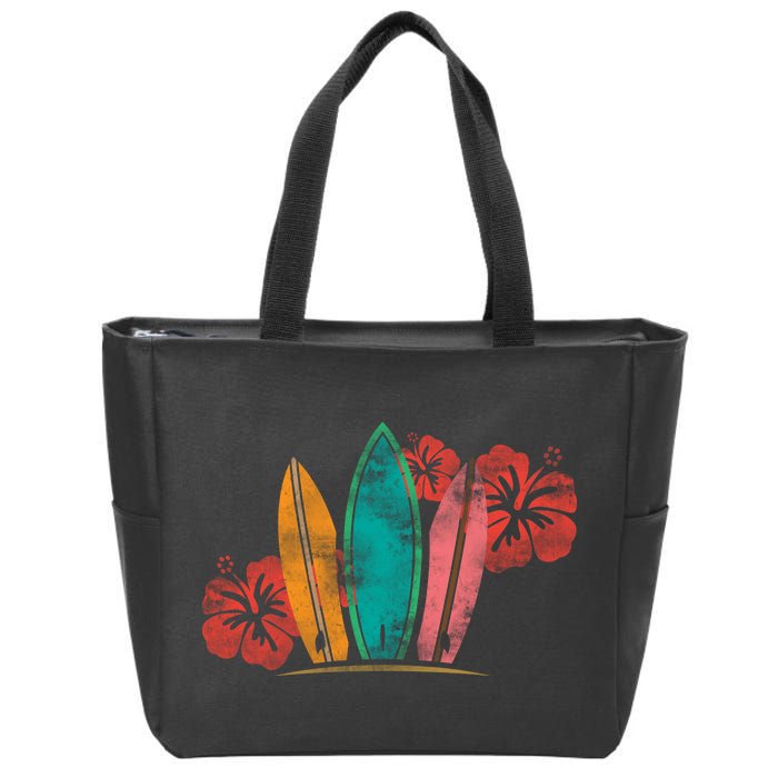 Vintage Surfing Emblem Zip Tote Bag