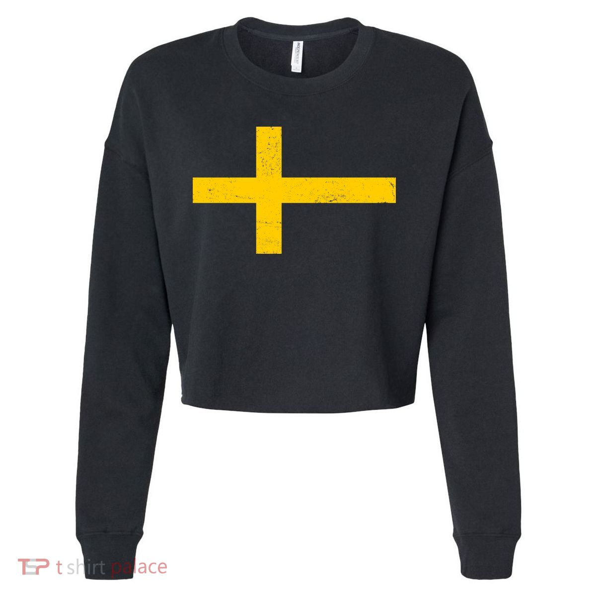 Vintage Swedish Flag Cropped Pullover Crew
