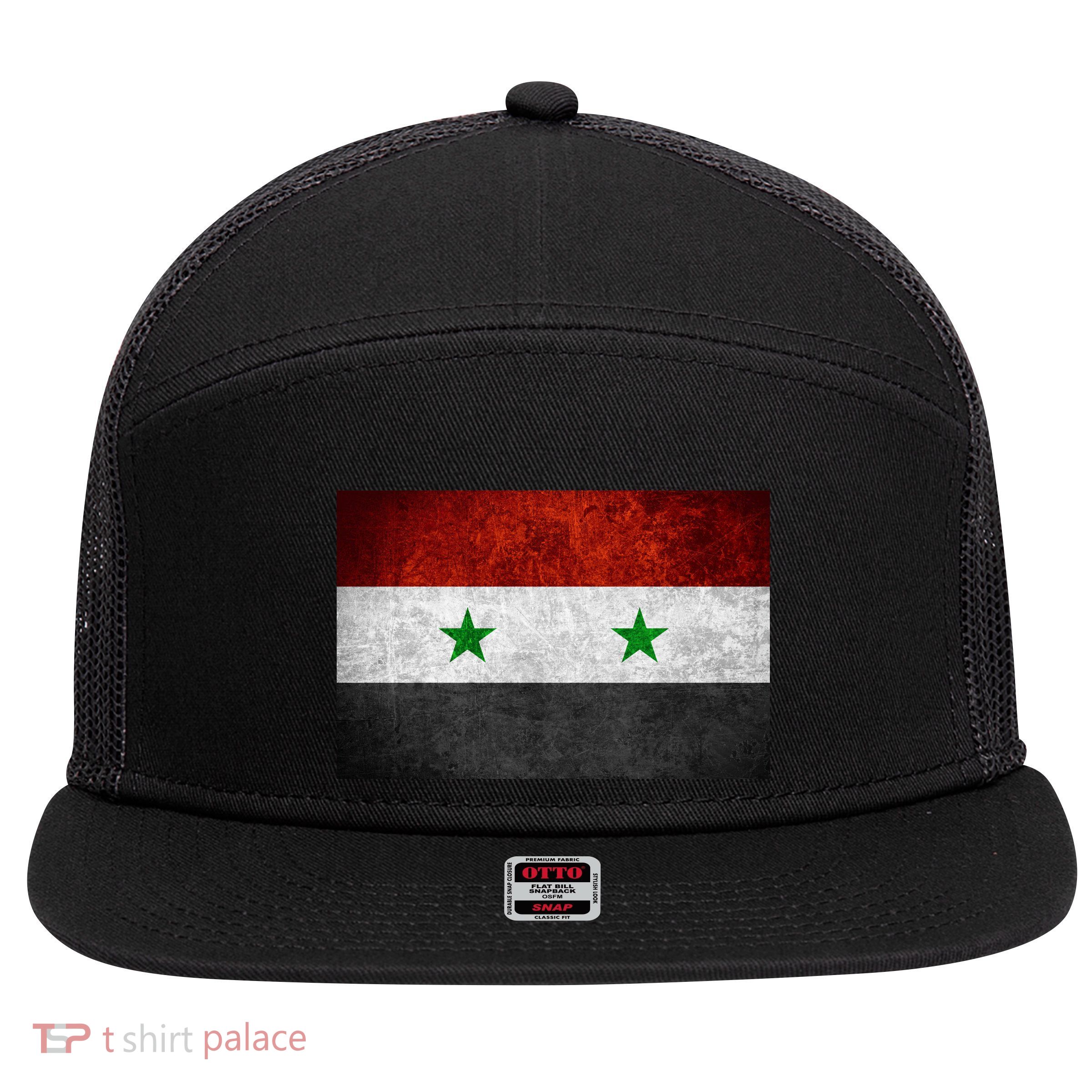 Vintage Syrian Independence Flag 7 Panel Mesh Trucker Snapback Hat