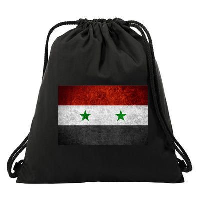 Vintage Syrian Independence Flag Drawstring Bag