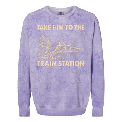 Vintage Take Him To the Train Station Colorblast Crewneck Sweatshirt