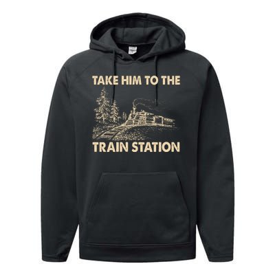 Vintage Take Him To the Train Station Performance Fleece Hoodie