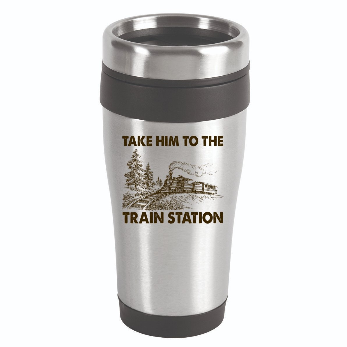 Vintage Take Him To the Train Station 16oz Travel Tumbler