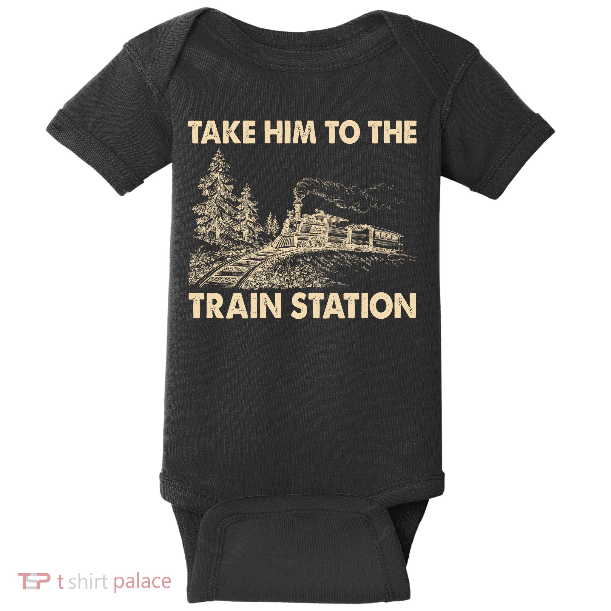Vintage Take Him To the Train Station Baby Bodysuit