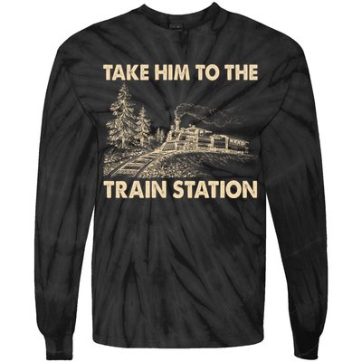 Vintage Take Him To the Train Station Tie-Dye Long Sleeve Shirt