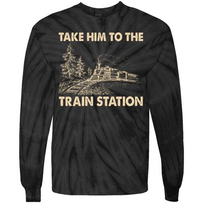 Vintage Take Him To the Train Station Tie-Dye Long Sleeve Shirt