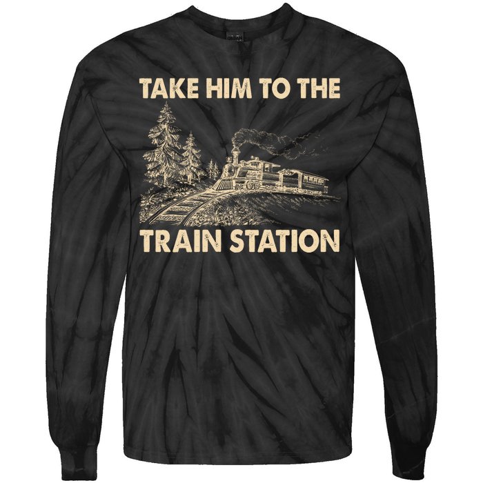 Vintage Take Him To the Train Station Tie-Dye Long Sleeve Shirt