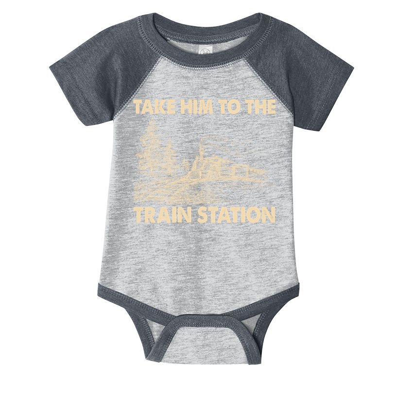 Vintage Take Him To the Train Station Infant Baby Jersey Bodysuit