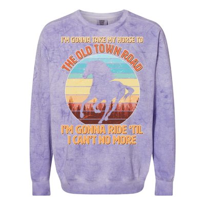 Vintage Take My Horse To The Old Town Road Colorblast Crewneck Sweatshirt