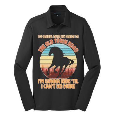 Vintage Take My Horse To The Old Town Road Silk Touch Performance Long Sleeve Polo