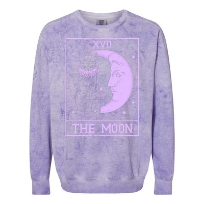 Vintage Tarot Card XVII The Moon Black Cat Colorblast Crewneck Sweatshirt