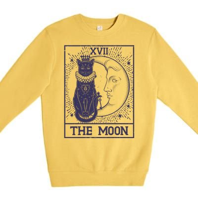 Vintage Tarot Card XVII The Moon Black Cat Premium Crewneck Sweatshirt