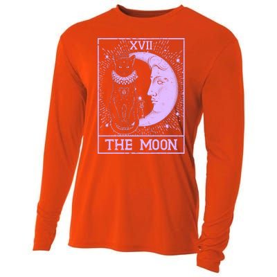 Vintage Tarot Card XVII The Moon Black Cat Cooling Performance Long Sleeve Crew