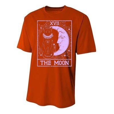 Vintage Tarot Card XVII The Moon Black Cat Performance Sprint T-Shirt