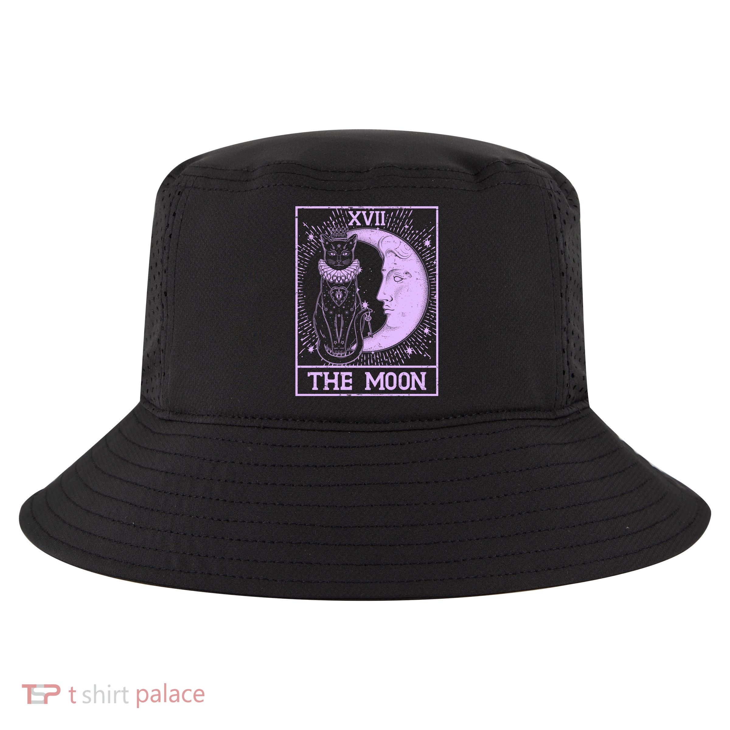 Vintage Tarot Card XVII The Moon Black Cat Cool Comfort Performance Bucket Hat
