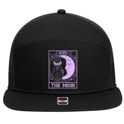 Vintage Tarot Card XVII The Moon Black Cat 7 Panel Mesh Trucker Snapback Hat