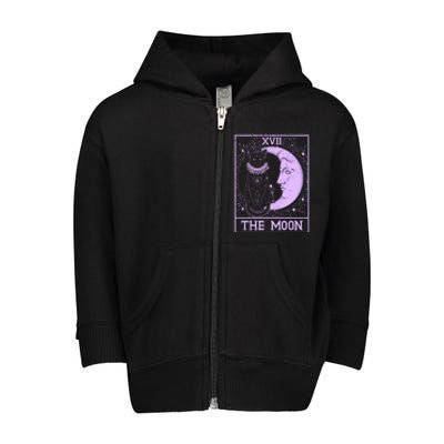 Vintage Tarot Card XVII The Moon Black Cat Toddler Zip Fleece Hoodie