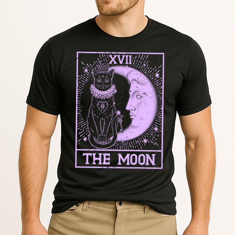 Vintage Tarot Card XVII The Moon Black Cat Cooling Performance Crew T-Shirt