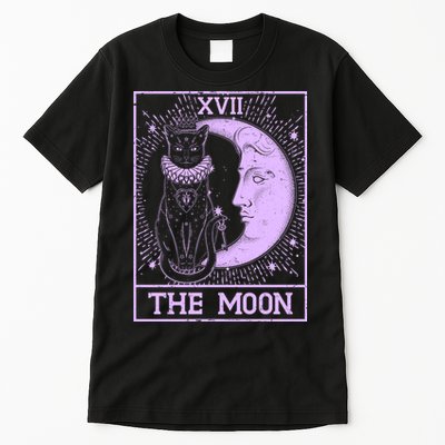 Vintage Tarot Card XVII The Moon Black Cat Tall T-Shirt