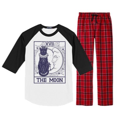 Vintage Tarot Card XVII The Moon Black Cat Raglan Sleeve Pajama Set