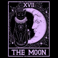 Vintage Tarot Card XVII The Moon Black Cat Flatbill Hat