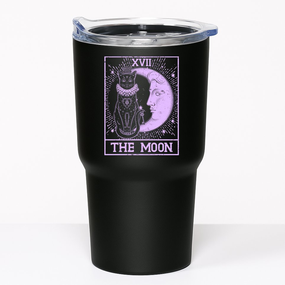 Vintage Tarot Card XVII The Moon Black Cat Tumbler