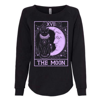 Vintage Tarot Card XVII The Moon Black Cat Womens California Wash Sweatshirt