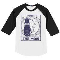 Vintage Tarot Card XVII The Moon Black Cat Baseball Sleeve Shirt