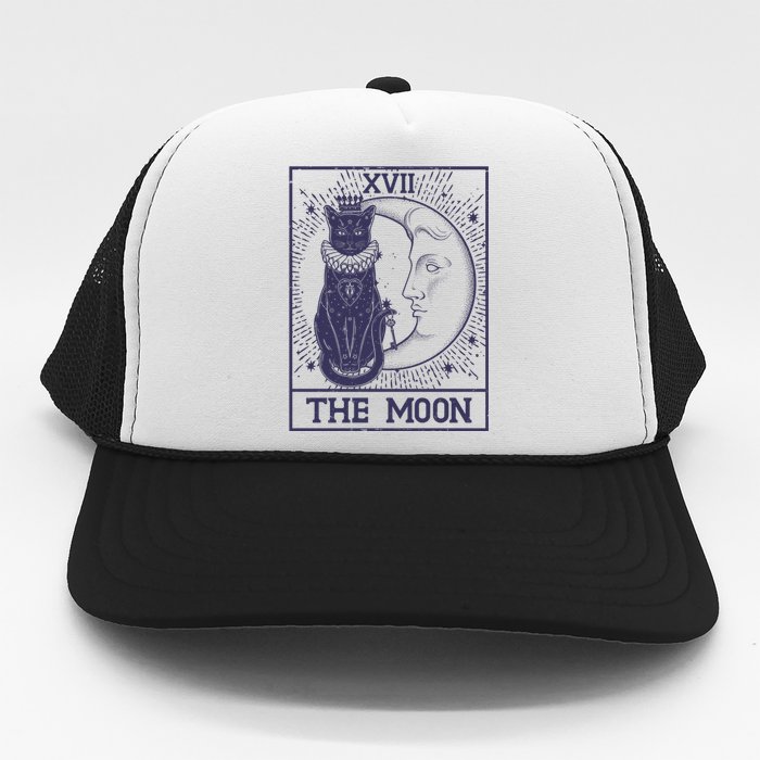 Vintage Tarot Card XVII The Moon Black Cat Trucker Hat