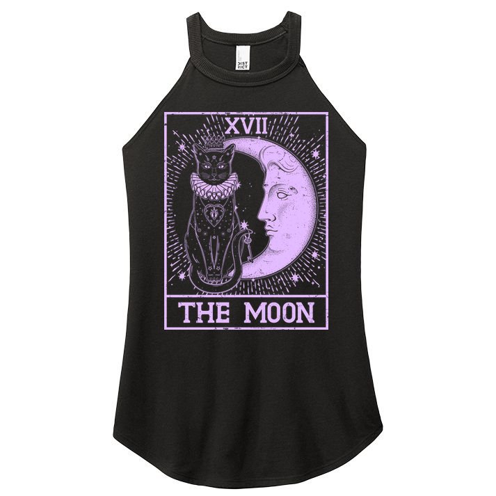 Vintage Tarot Card XVII The Moon Black Cat Women's Perfect Tri Rocker Tank