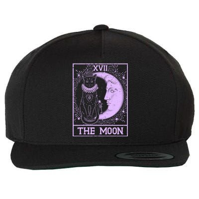 Vintage Tarot Card XVII The Moon Black Cat Wool Snapback Cap