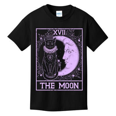 Vintage Tarot Card XVII The Moon Black Cat Kids T-Shirt