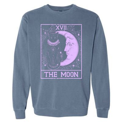 Vintage Tarot Card XVII The Moon Black Cat Garment-Dyed Sweatshirt