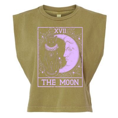 Vintage Tarot Card XVII The Moon Black Cat Garment-Dyed Women's Muscle Tee