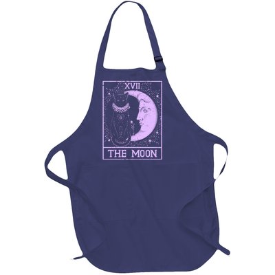 Vintage Tarot Card XVII The Moon Black Cat Full-Length Apron With Pockets