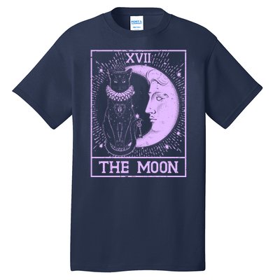 Vintage Tarot Card XVII The Moon Black Cat Tall T-Shirt