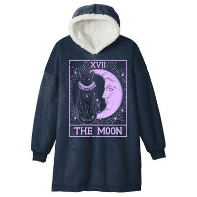 Vintage Tarot Card XVII The Moon Black Cat Hooded Wearable Blanket