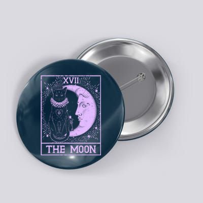 Vintage Tarot Card XVII The Moon Black Cat Button