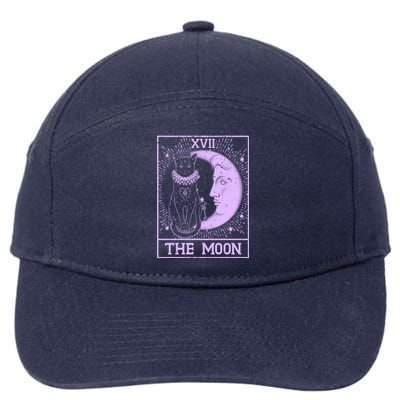 Vintage Tarot Card XVII The Moon Black Cat 7-Panel Snapback Hat