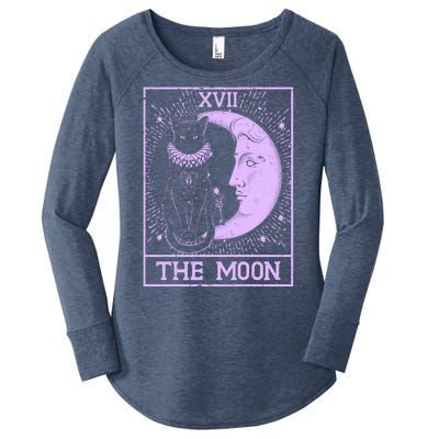 Vintage Tarot Card XVII The Moon Black Cat Women's Perfect Tri Tunic Long Sleeve Shirt